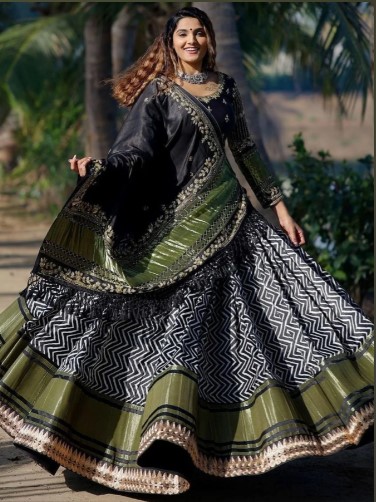 Butter Silk Lehenga Choli with Real Mirror Work